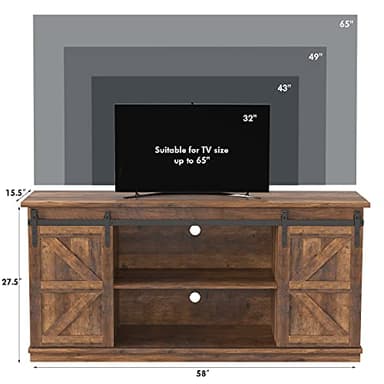 JUMMICO TV Stand for 65 Inch TV, Entertainment Center with Storage Cabinets and Sliding Barn Doors, Mid Century Modern Media TV Console Table for Living Room Bedroom (Rustic Oak) - Image 6