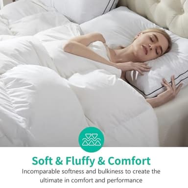 APSMILE Luxury 100% Organic Cotton Down Feather Fibers Comforter California King Fluffy Comforter, High Fill-Power Medium Warmth All Season Duvet Insert (104x96, Ivory White) - Image 3