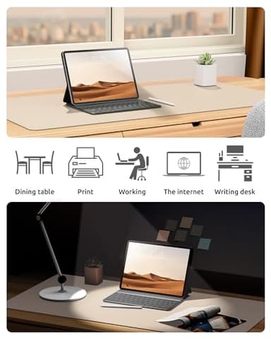 YSAGi Leather Desk Pad Protector, Large Mouse Pad, Non-Slip PU Leather Desk Blotter, Waterproof Writing Pad for Office and Home (31.5" x 15.8", Eggshell) - Image 6