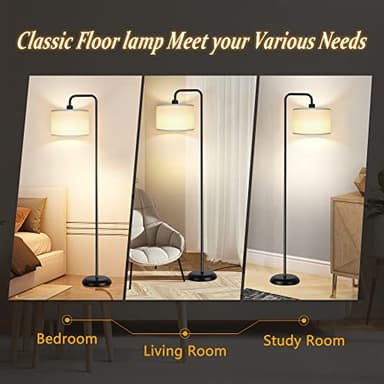 [Upgraded] LED Floor Lamp for Living Room, 3 Color Temperature Floor Lamp with Foot Switch Modern Standing Lamp Tall Pole Floor Reading Lamp for Bedroom, Study Room, Office, 9W Bulb Included, Black - Image 8