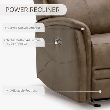 KISLOT Leather Recliner Chair Faux Reclining Sofa Lazy Boy Glider Rocking Function with Armrest for Living Room Bedroom Home Theater Seating - Image 4