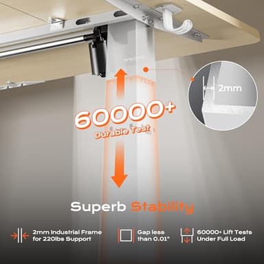 Huuger 55 x 28 Large Electric Standing Desk, Height Adjustable Desk, 27.6" Deep Desktop, Stand up Gaming Computer Office Desk with 2 Hooks, 3 Preset Heights, for Home Office, Natural - Image 9