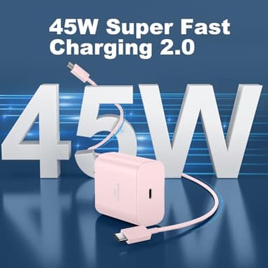 45W Samsung USB-C Super Fast Charger Type C Android Phone Charging Block with 10FT Cable for Samsung Galaxy S25 Ultra/S25/S24 Ultra/S24/S24+/S23 Ultra/S23/S22 Ultra/S22/S21/S20/Note 10/20-Pink - Image 2