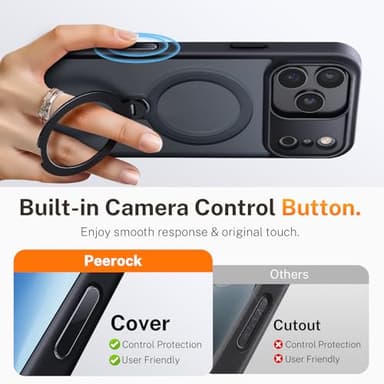 Peerock for iPhone 17 Pro Max Case: with 360° Spin Magnetic Stand, Camera Control Button, Fit for MagSafe, Military Drop Protective Slim Phone Cover for 17 ProMax with Ring Kickstand, 6.9", Black - Image 4
