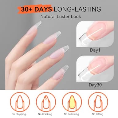 Makartt Clear Gel Builder: Nail Extension, Strong, Self-Levelling, Long Lasting for Strengthener Sculpture Broken Nails Repair Protection, UV LED Lamp Cure Required, Home Salon DIY Manicure 1.06 oz - Image 4