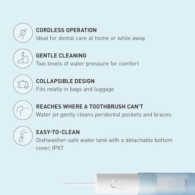 Panasonic Water Flosser for Travel, Cordless Portable Oral Irrigator with Two Water Pressure Settings, Collapsible Water Tank - EW-DJ11​-A - Image 3