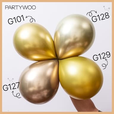 PartyWoo Chrome Gold Balloons 101 pcs 12 Inch Metallic Gold Latex Balloons for Graduation Baby Shower Gender Reveal Christmas Wedding New Year Anniversaries Birthday Party Decorations Gold-G127 - Image 4