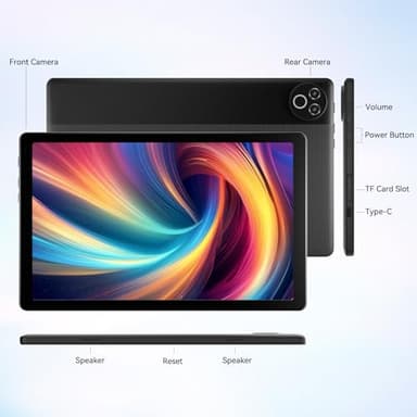 Tablet 10 Inch Android 15 OS GMS Certified Tablets PC 1.8 GHz 5-Core 16 (3+13) GB RAM 32 GB ROM 1 TB Expandable 1280x800 HD IPS Touch Screen 5000 mAh WiFi 6 Bluetooth 5.4 Dual Camera 2025 (Black) - Image 8