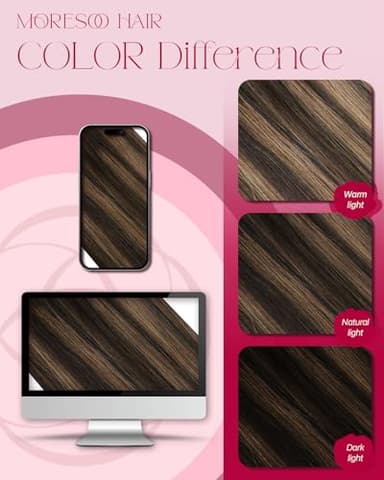 Moresoo Micro Loop Hair Extensions Human Hair Balayage Darkest Brown with Medium Brown Hair Extensions Human Hair Micro Link Extensions for Women Silky Straight 50G 50S 18 Inch - Image 8