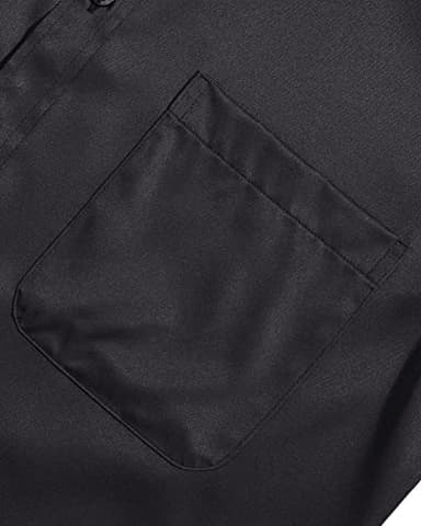 Alimens & Gentle Men's Dress Shirts Long Sleeve Wrinkle-Free Stretch Shirts Solid Formal Button Down Shirt with Pocket Black - Image 5