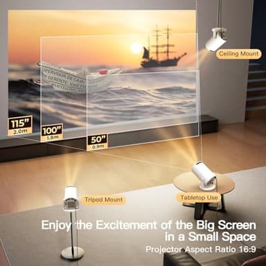 Built-in Apps & 2025 Upgraded Smart Projector with Wi-Fi 6 & Bluetooth 5.4, 1080P 4K Support Full HD, Auto Keystone 360° Portable Home Cinema Mini Projector for iOS/Android OptiBarrel 005 - Image 6
