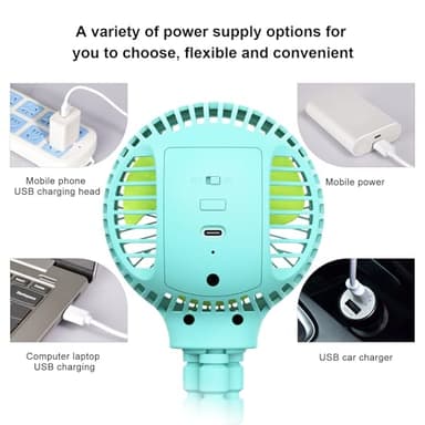 HomeLifairy Portable Stroller Fan, USB or Rechargeable Battery Operated with 3 Speeds and 360°Rotate, Cooling Clip On for Baby Crib Travel Car Seat Blue - Image 6
