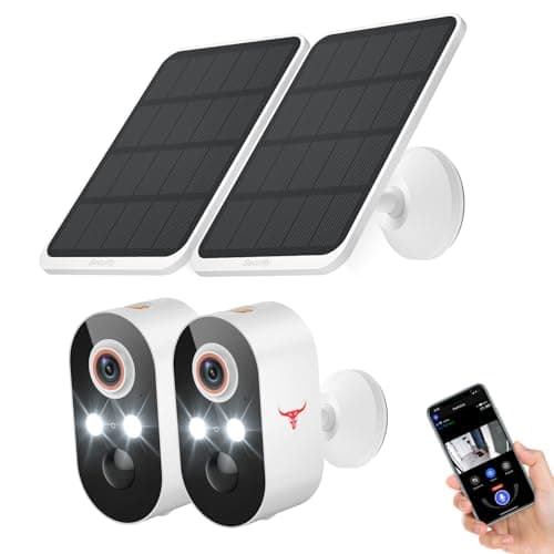 Blazique 1080p Solar Security Camera, Smart AI Human Detection, Color Night Vision, 2-Way Audio, Cloud Storage Sold Separately, 2.4G WiFi, Wireless Indoor/Outdoor Surveillance Bullet Cam (2 Pack) - Image 1