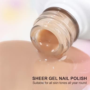 Artdone Sheer Gel Nail Polish Set Jelly UV Gel 6 Colors Translucent Milky White Pink Nude Brown Colors Nail Polish For All Seasons Neutral Soak off LED Lamp Gel Manicure Kit For Nail Art - Image 2