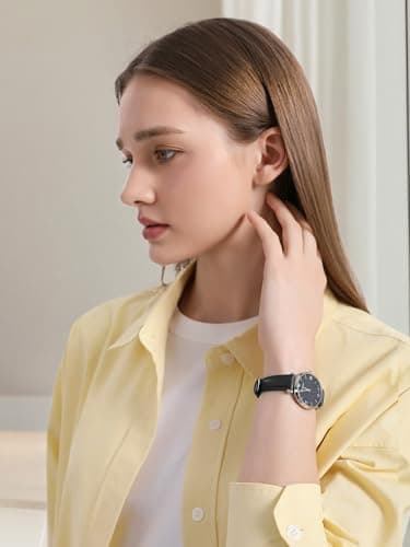 EACHE 12mm Leather Watch Bands for Women Ladies Quick Release Black Leather Watch Band Replacement Strap with Silver Buckle - Image 6