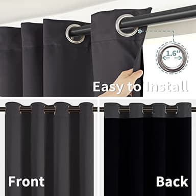 BGment 45 Inch Curtains for Bedroom - Short Blackout Curtains for Small Window/Cafe Thermal Insulated Grommet Drapes, 2 Panels, Each 42 Inch Wide, Dark Grey - Image 6