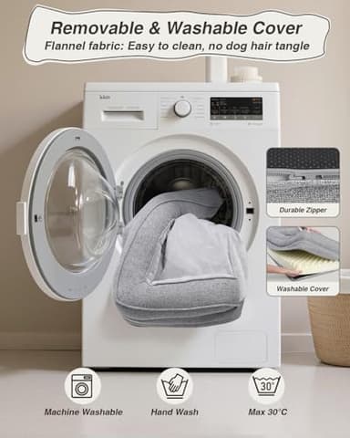 KSIIA Washable Dog Bed Medium Size Dog U-Shaped Bolster Pet Couch with Removable Waterproof Cover, Non-Slip Bottom and Egg-Crate Orthopedic Foam Pet Bed, 35 x 22 Inch, Gray - Image 6