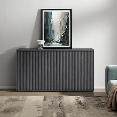 SICOTAS Buffet Cabinet with Storage Accent Sideboard Modern Credenza with Doors & Shelves Fluted Media Console Mid Century Coffee Bar Table for Living Room Kitchen Dining Room Hallway(3PCS) - Image 8