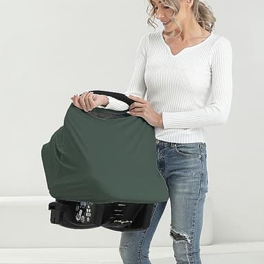 Breathable Car Seat Cover for Babies – Multi-Purpose Soft Rayon Nursing Cover for Breastfeeding, High Stretchy Infant Carseat Canopy, Stroller Cover (Smooth Rayon, Roman Green) - Image 2