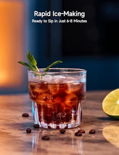 HiCOZY Clear View Ice Maker Countertop, Self-Cleaning Ice Machine with Ambient Lights, Ice in 6Mins, 26 lbs/Day, 2 Sizes of Bullet Ice for Apartment/Kitchen/Office/Home Bar(Black) - Image 4