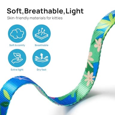 Cat Harness and Leash Set - Escape Proof Adjustable Cat Harness, Comfortable Soft Lightweight, Use Safe & Easy, Walking Travel Kitten Harness for Small Medium Large Cats (Hawaii Green) - Image 3