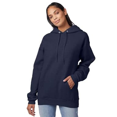Hanes Comfortblend EcoSmart Hoodie, Midweight Fleece, Pullover Hooded Sweatshirt for Men, Heather Navy, Large - Image 4