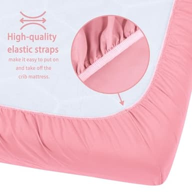 GUNTAIL Pack and Play Sheets Fitted, 2 Pack Pack n Play Sheets for Graco Pack n Play Mattress, Unisex Playard Sheets for Boys Girls (Love & Pink, 38 X 26 Inch) - Image 4