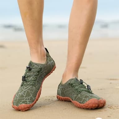 UBFEN Water Shoes Aqua Swim Shoes Mens Womens Beach Sports Quick Dry Barefoot for Boating Fishing Diving Surfing Green Color Size US 12 Women 10 Men - Image 7