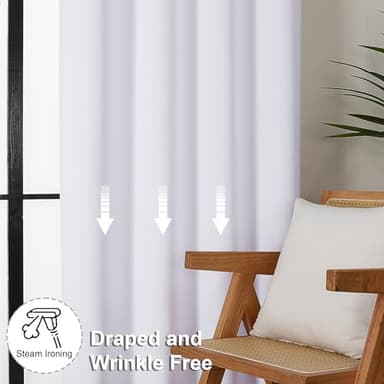Simplebrand Ava Pure White Curtains for Bedroom 63 Inch Length 2 Panels Set, Light Filtering Window Treatment, Light Filtering Curtain Drapes, Soft Casual Rod Pocket Privacy Curtains, W40 x L63 Inch - Image 7