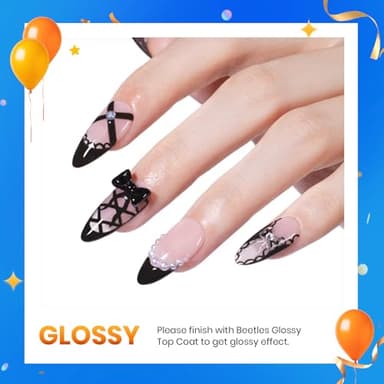 Beetles Black Gel Polish, 1 Pcs 15ml Audrey Black Nail Polish Color Gel Nail Polish Halloween Nails Soak Off Art Manicure Salon DIY Uv Lamp Nail Design Decoration at Home - Image 3