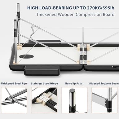 Brelley Massage Table Portable, 2-Fold Lash Bed with Side Pocket, Adjustable Height, Sturdy Aluminum Frame, Esthetician Spa Facial Bed, Tattoo Bed with Face Cradle & Carrying Bag, Black - Image 8