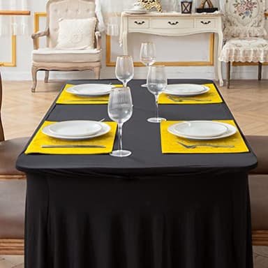Rinpon Cloth Yellow Placemats Set of 8, Linen Type Fabric Placemats Machine Washable Heat Resistant Placemats Polyester Place Mats for Halloween, Thanksgiving and Christmas Dining Table (Yellow) - Image 4