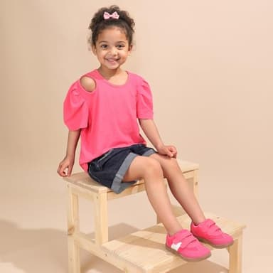 STQ KIDS Toddler Wide Toe Box Shoes:Girls Barefoot Shoe Kids Walking Shoes Girls Sneakers Non-Slip Zero Drop Toddler First Walking Shoe Comfortable Hot Pink Infant 4 - Image 2