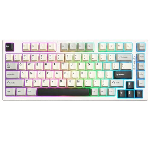 YUNZII RT80 Rapid Trigger Hall Effect Magnetic Gaming Keyboard, 8K Polling Rate, 75% Layout,BT/2.4GHz/Wired,RGB Backlit,Hot Swap,Adjustable Actuation Wireless for Win/Mac(White, Gateron White) - Image 1