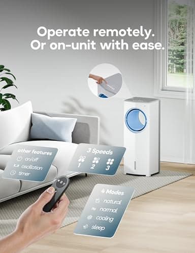 AEROZY BUMAI Windowless Portable Air Conditioner, 26.2" Small Evaporative Air Cooler for Room No Window, 3-Speed Settings, 4 Modes, 7H Timer, Remote Control, 4 Ice Packs, Quiet AC Unit for Bedroom - Image 4
