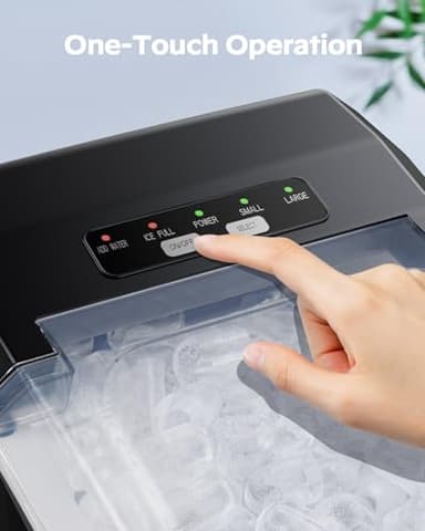 HOMEZAY Ice Maker Countertop, 9 Cubes Ready in 6 Mins, 26 lbs per Day, Ice Machine with 2 Ice Sizes and Self-Cleaning, Portable Ice Maker with Handle for Home, Kitchen, Camping, RV, Office, Black - Image 4