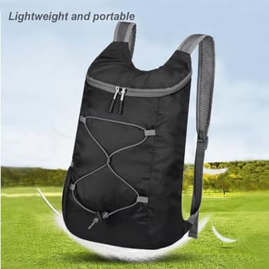 levayhill 16L Lightweight Foldable Hiking-Backpack Small Packable-Daypack For Travel,Ultralight Water-Resistant Gym Bag Men Women Easy Carry-on (Black&Gray) - Image 8