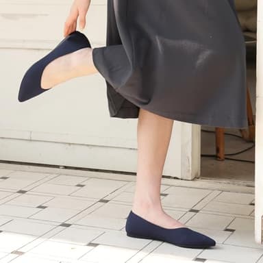 AprCoco Womens Pointed Toe Flats Knit Dress Washable Flats Slip On Ballet Shoes Women Comfort Office Low Wedge,Size 9.5，Navy - Image 3