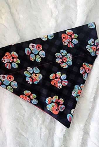 Spring Floral Paw Prints Over the Collar Dog Bandana That Slips onto Their Existing Collar Size (X-Large) - Image 2