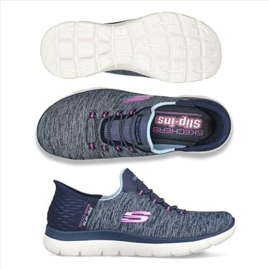 Skechers Women's Hands Free Slip Ins Summits Dazzling Haze Sneaker, Navy Purple, 8 - Image 7