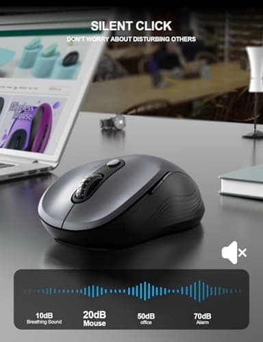 Trueque Wireless Mouse for Laptop, 2.4GHz Ergonomic Computer Mouse with Back & Forward Buttons, 3 Adjustable DPI Levels, 6 Buttons, Optical USB Cordless Mice for Windows PC (Gray, 1 Pack) - Image 2