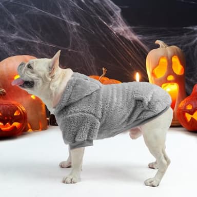 SCENEREAL Fuzzy Sweater Hoodie for Medium Large Sized Dogs, Fleece Warm Sweatshirt With Hat and Pocket, Large Girl Boy Clothes for Winter, Cute Male/Female Jacket With Leash Hole - Image 8