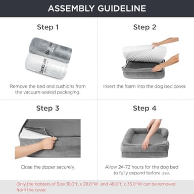 Bedsure Orthopedic Dog Beds Large Sized Dog - Washable Large Dog Cat Bed Waterproof, Comfort Dogs Couch Sofa with Washable Removable Cover, Pet Bed with Nonskid Bottom, Amber Noel-Red, 35" - Image 7