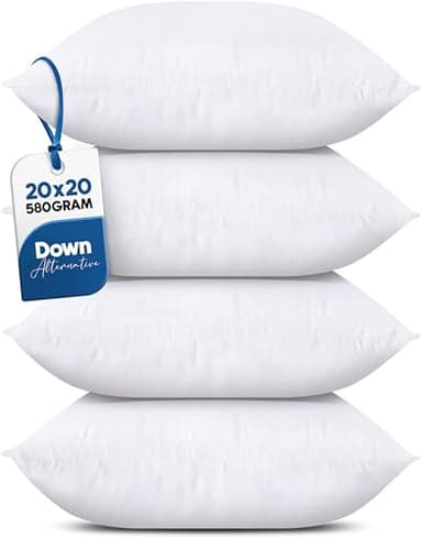 Utopia Bedding Throw Pillows (Set of 4, White), 20 x 20 Inches Pillows for Sofa, Bed and Couch Decorative Stuffer Pillow - Image 1