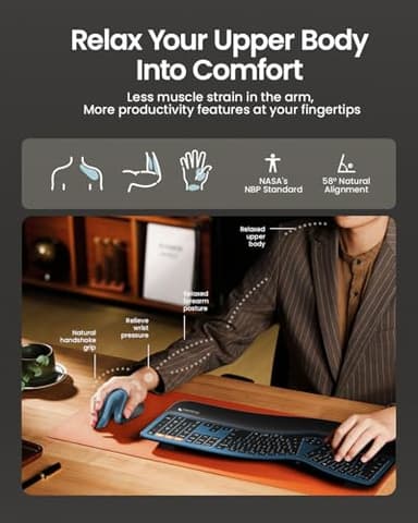 ProtoArc Ergonomic Mouse, EM11 NL Bluetooth Rechargeable Wireless Vertical Mouse, 3 Multi-Device Connectivity for Computer/PC/Laptop, 2.4GHz Optical Mice for Windows, Mac OS, Blue - Image 4