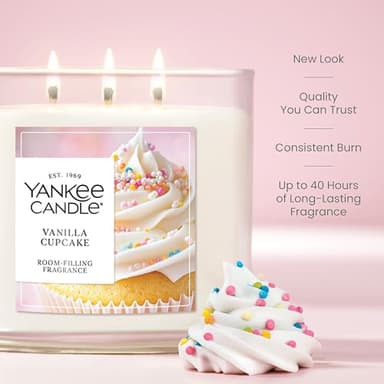 Yankee Candle 3 Wick Candle Jar, Scented Candle with up to 40 Hours of Burn Time, Premium Plant Wax Blend for Consistent Long Lasting Scent from First to Last Burn, Vanilla Cupcake - Image 3