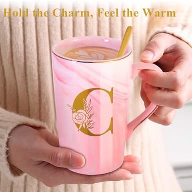Personalized Ceramic Coffee Mug with Lid Tea Cup Girlfriend Gf Gifts Future Mrs Her Women Boyfriend 1 One Year Anniversary Meaningful Cute Romantic Christmas Xmas First Valentines I Love You More,C - Image 7