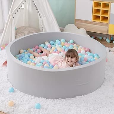 SHJADE Foam Ball Pit, 47.2"x 13.8" Large Ball Pits for Toddlers, Soft Round Kiddie Baby Playpen Ball Pool for Kids, Ideal Gift for Babies Indoor and Outdoor Game, Grey, (Balls not Included - Image 6