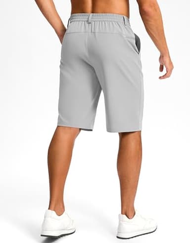Casual Shorts for Men 11" Lightweight Men's Golf Shorts Stretch with 3 Pockets Quick Dry Summer Breathable Shorts(Bright Gray,XL) - Image 2