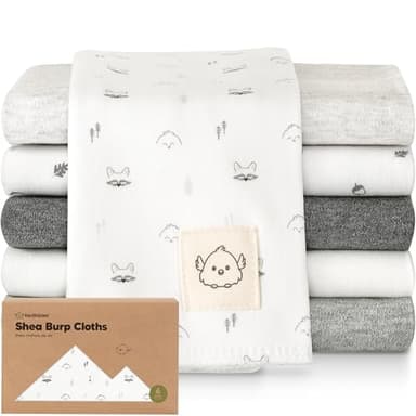 Organic Burp Cloths Baby Boy, Girl - 6-Pack Large Cotton Burping Cloths for Babies, Spit Up Rags, Super Absorbent, Ultra Soft Newborn Rag, Gender Neutral, Machine Washable, Durable (Neutrals) - Image 1